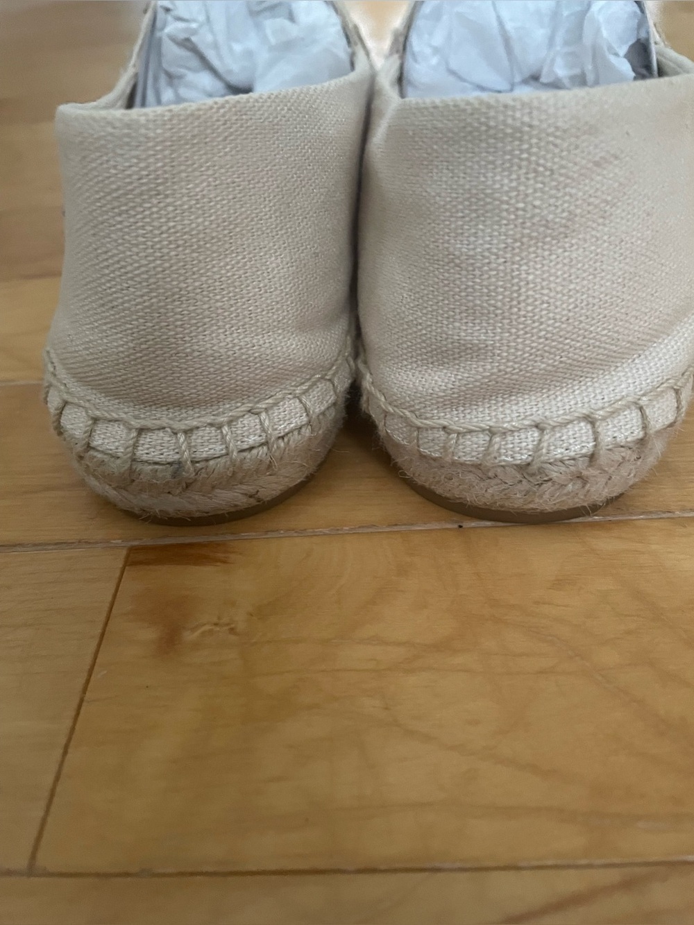 Tory Burch Cream Canvas & White Leather Logo Espadrille Flats - Picture 4 of 12